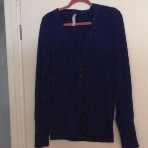 Royal Blue Long Sleeved Snap Front Cardigan. Size Large.